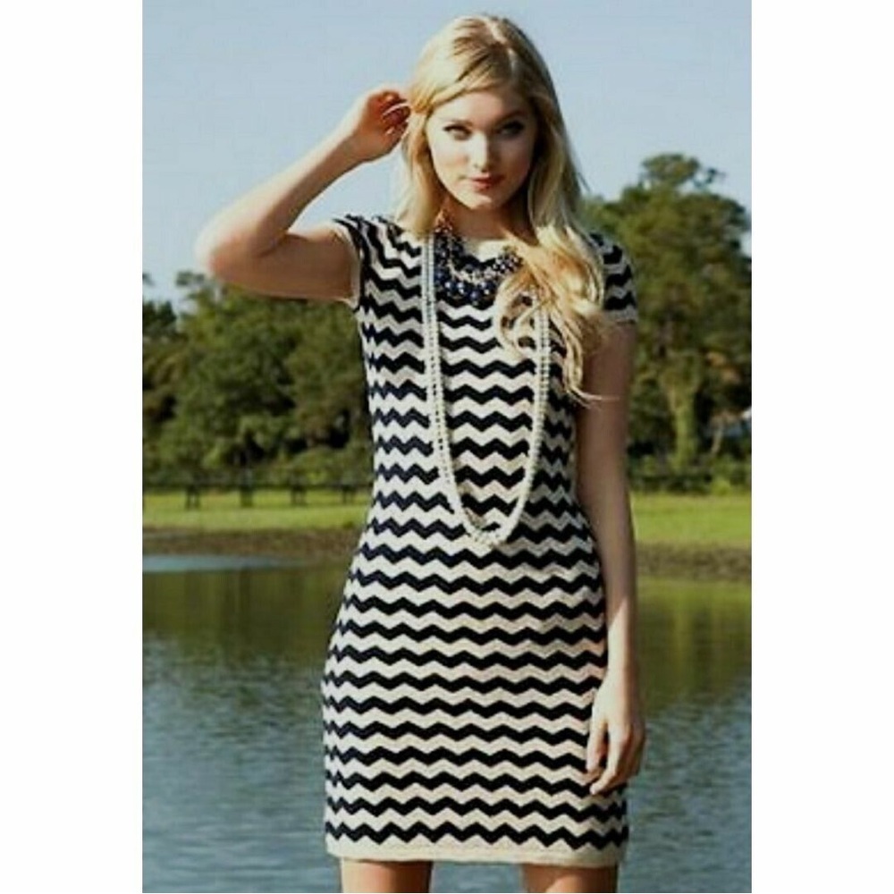 Lilly Pullitzer Navy and Gold Striped Sweater Dress